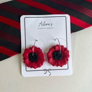 Poppy Hoop Earrings -red and black